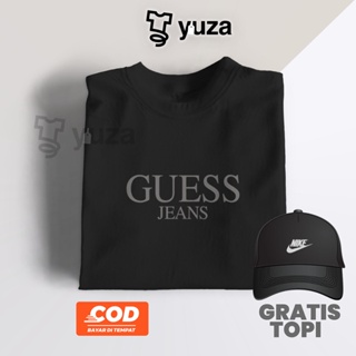 Katun Free YUZA CLOTH 帽子短袖 t 恤 Guess Text 灰色 t 恤-Man-Manager