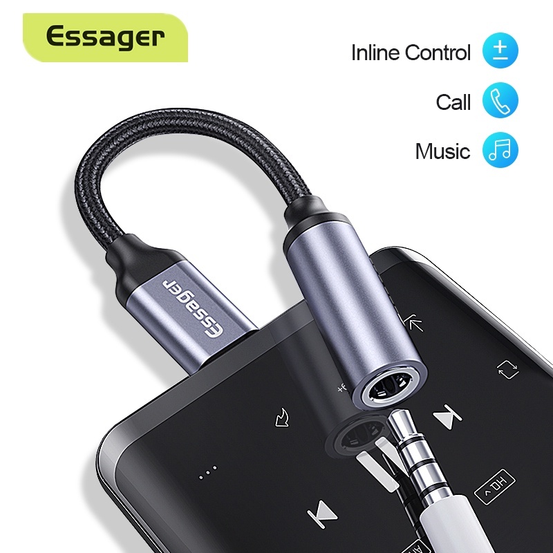 Essager Type c 轉 3.5 毫米插孔輔助耳機線適配器 USB c 轉 3.5 耳機音頻轉換器