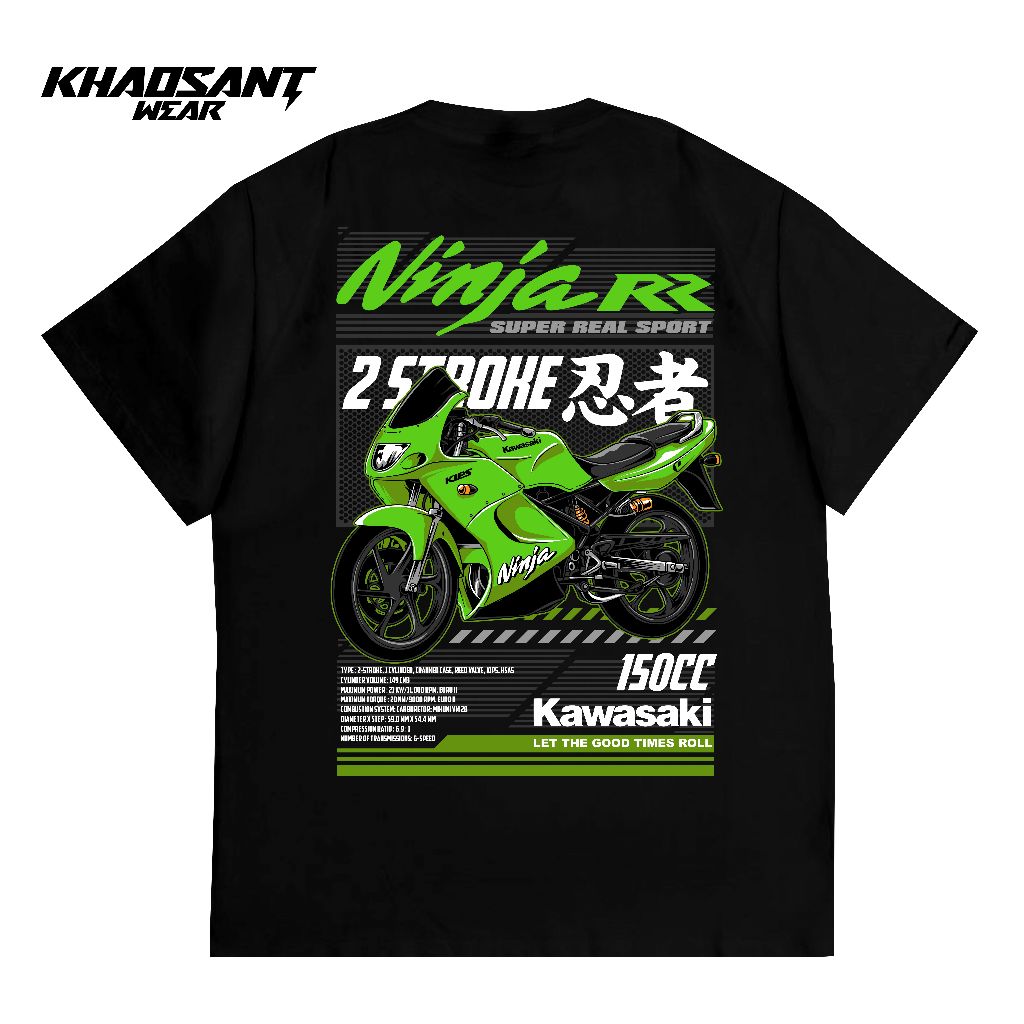 KAWASAKI Hijau Khaosant T 恤川崎忍者 RR 150 老綠色內置 2 衝程 2 衝程忍者超級 K