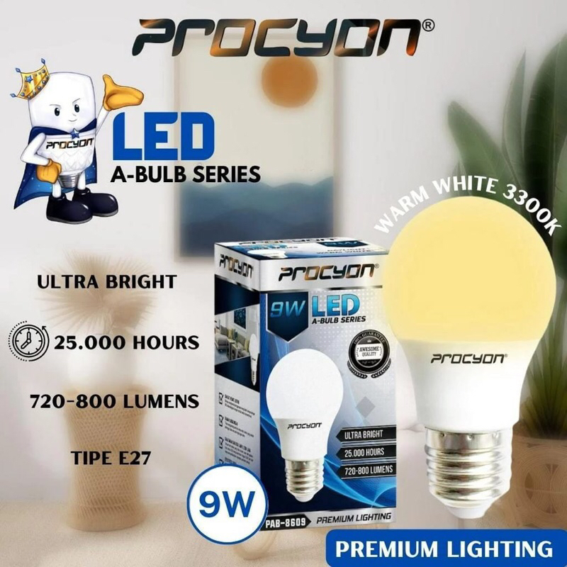 Cahaya Wram 白色黃色 LED 燈 3WATT 5WATT 7WATT PREMIUM PROCYON 1 年