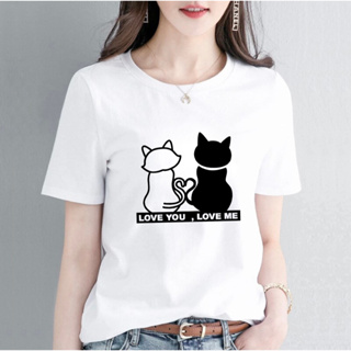 T 恤 CAT COUPLE 男士女士 COTTON COMBED 24s 短袖/印花 LOVE YOU LOVE ME