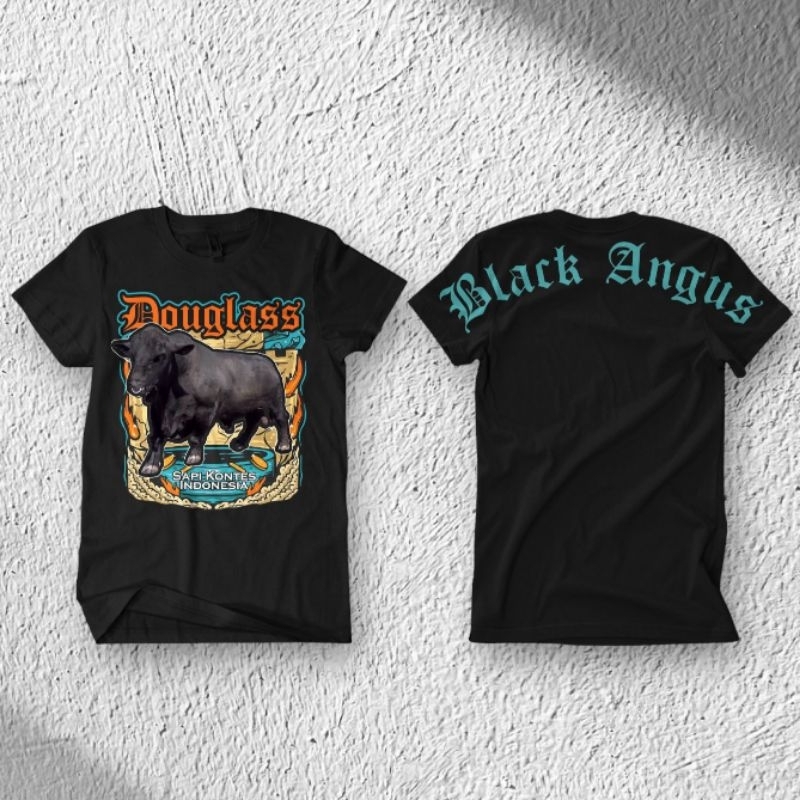 Hitam Douglass 黑色安格斯黑色牛 T 恤