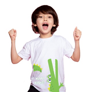 兒童t恤數碼印花鱷魚圖案 BSR KIDZ 22 T恤 Distro T恤兒童上衣小童裝棉精梳面料童裝