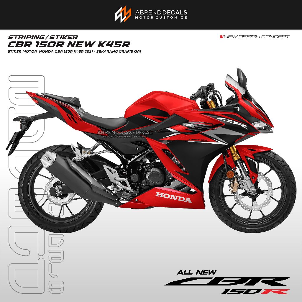 HONDA 條紋 CBR 150R 新 K45R 圖形 Ori 版 3 貼紙摩托車本田 CBR 150R 2021 現在