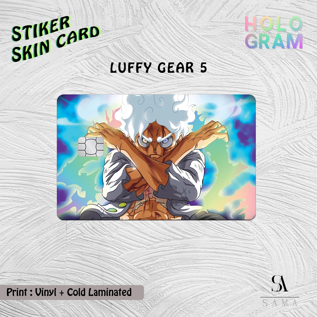 Luffy Gear 5 貼紙皮膚卡全息乙烯基 ATM 借記卡信用卡 Emoney Flazz 門禁卡貼紙一件