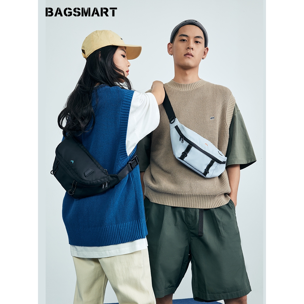Bagsmart 時尚胸包防水中性胸包斜挎單肩包腰包