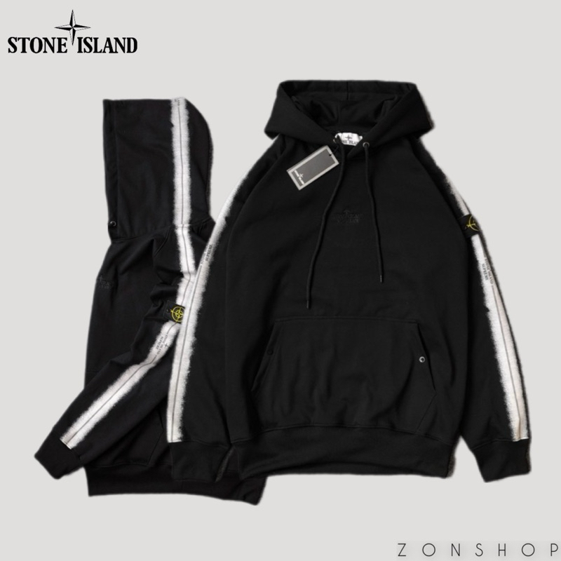 連帽衫 Stone Island x SUPREME 條紋高清中性合身毛衣連帽衫 Stone Island 全標籤標籤