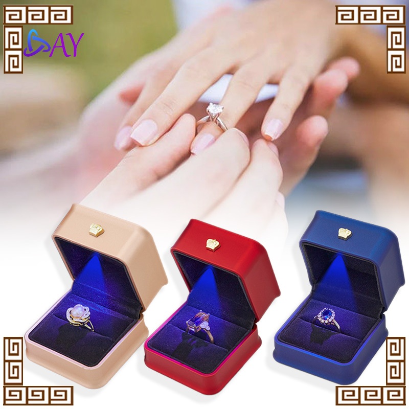 Led求婚戒指盒戒指盒情侶結婚戒指盒求婚
