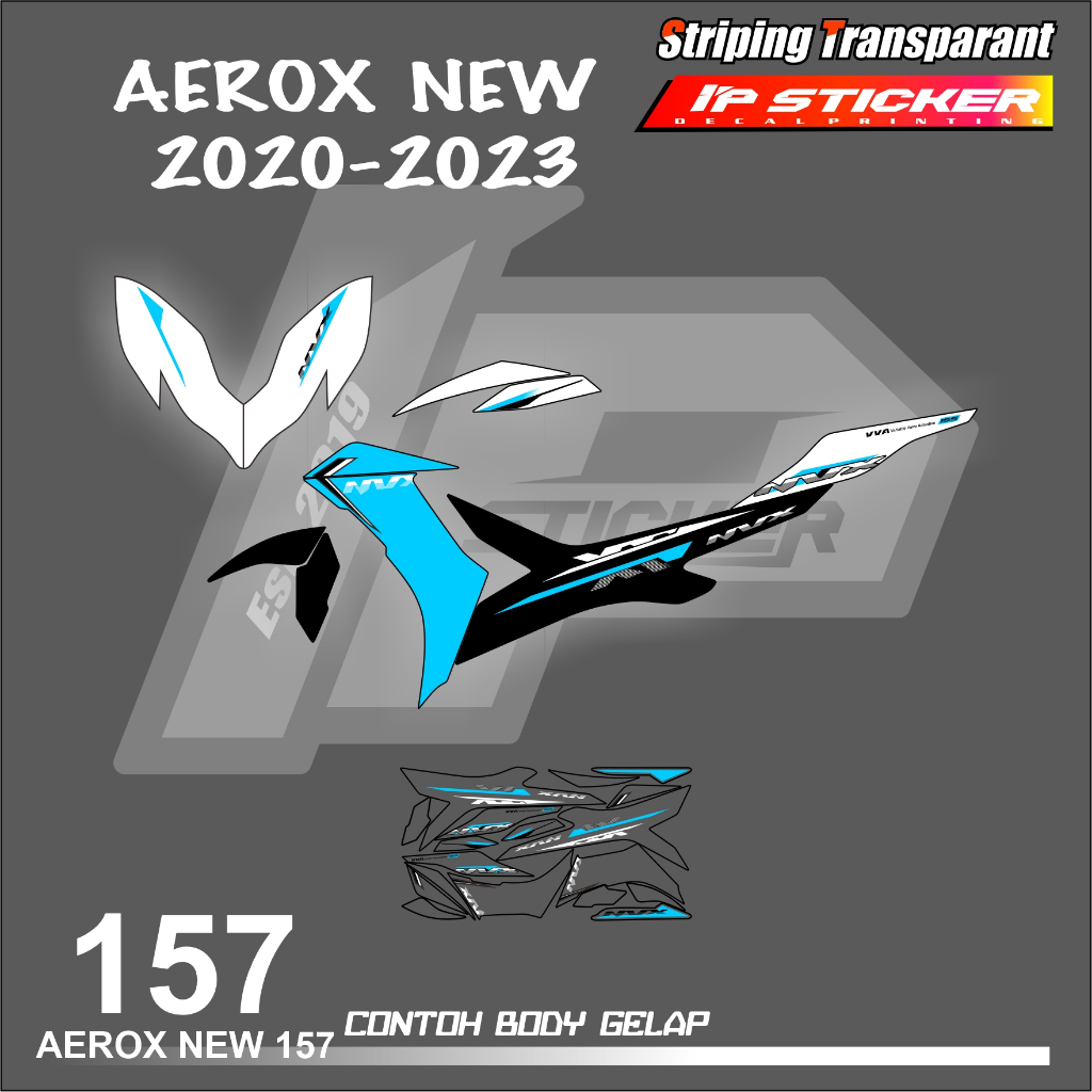 山葉 Aerox 155 新 YAMAHA AEROX 摩托車條紋貼紙新貼紙清單表簡單顏色變化賽車設計全息圖和透明代碼