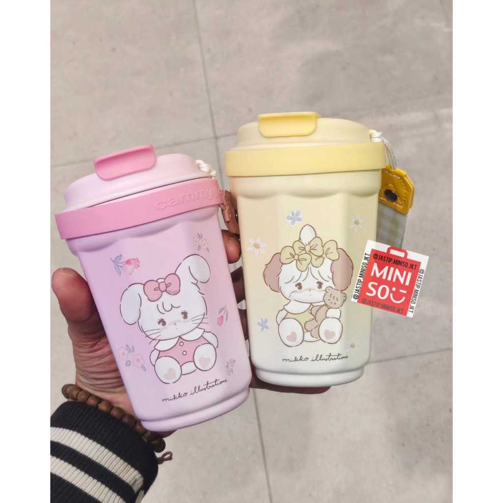 MINISO MIKKO Collection 粉色黃色手柄飲水瓶