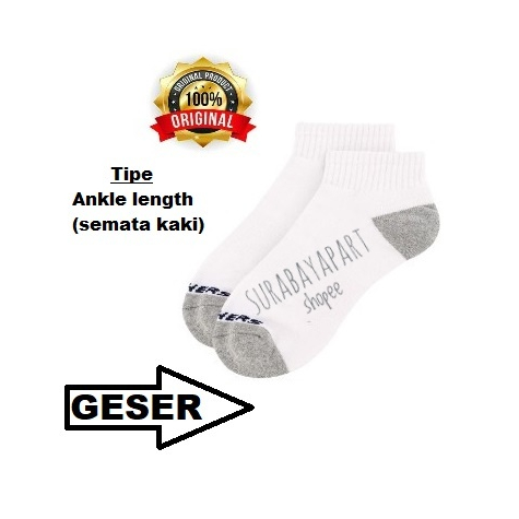 思克威爾 Putih Skechers 襪子白色四分之一襪 1 雙原裝