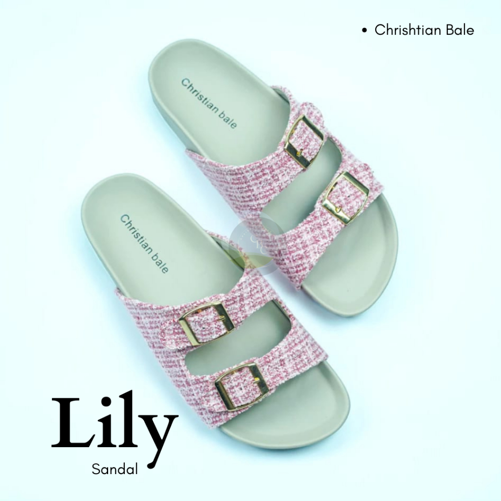 Lily Christian Bale 女式涼鞋當代拖鞋平底休閒輪胎兩扣