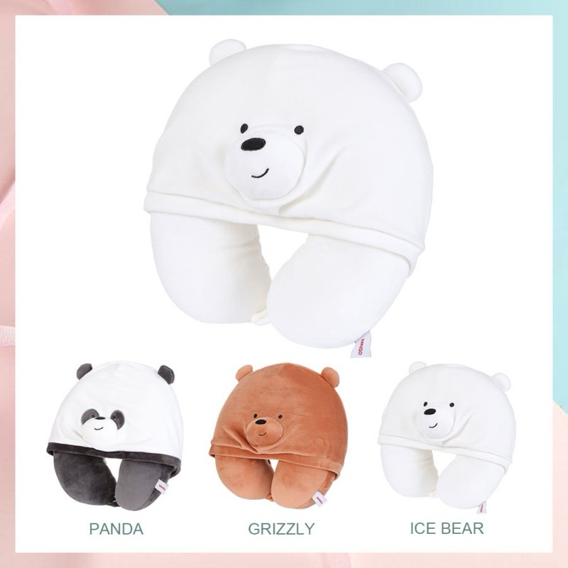 我們裸熊系列 U 形枕頭帶帽 miniso 頸枕帶頭套