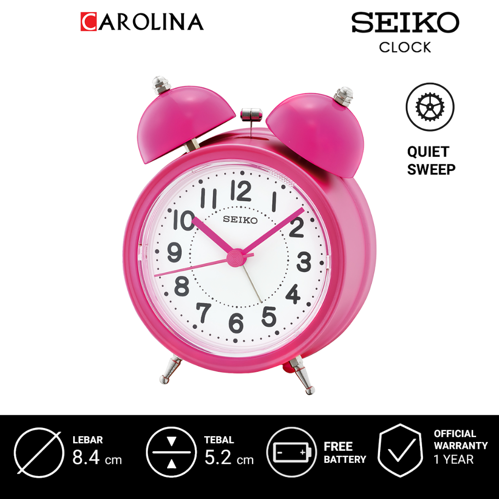 鬧鐘 QHK035P SEIKO QHK035P Quite Sweep 粉色白色錶盤模擬鬧鐘