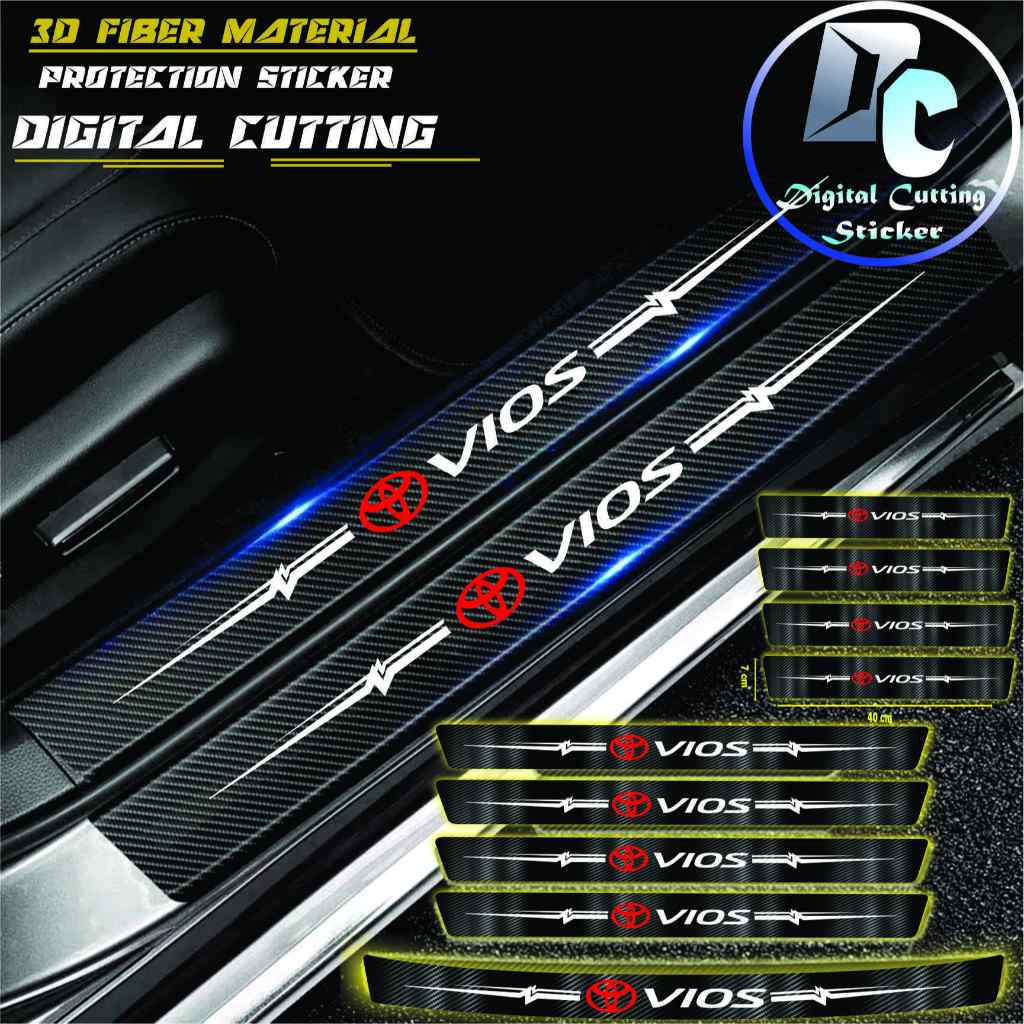 丰田威驰 貼紙門檻板碳纖維汽車 VIOS 貼紙碳踏板保險槓汽車後備箱 TOYOTA VIOS 9 件