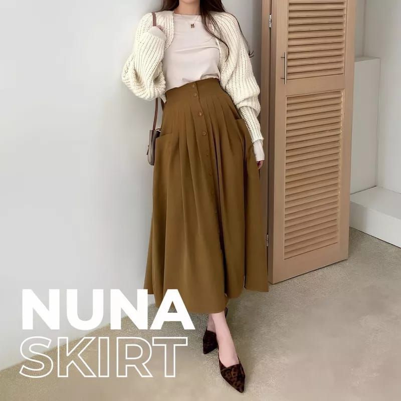 Nuna裙子女裙韓版斜紋裙