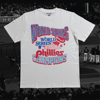 費城費城人隊世界系列 T 恤重量級棉精梳 16 年代 Kaos MLB 盜版復古