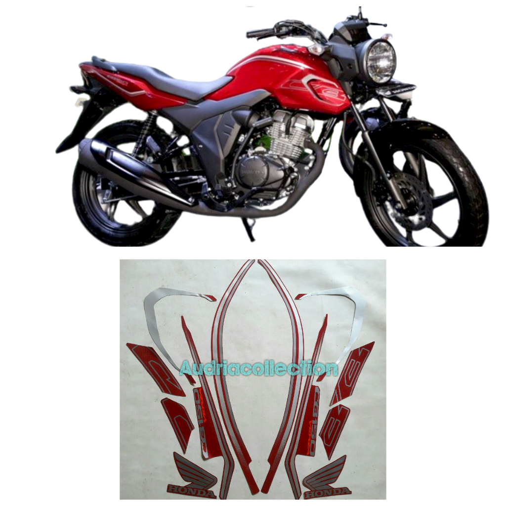 Merah Honda cb150 verza 2018 摩托車條紋貼紙紅色