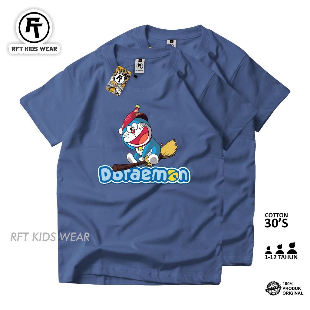 哆啦夢 Rft KIDS WEAR 襯衫 Distro 男孩 Doraemon T 恤男孩女孩棉精梳 30 年代 1-1