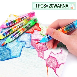 彩色鉛筆堆疊彩色鉛筆 20 種鮮豔的顏色可愛的彩色蠟筆鉛筆堆疊