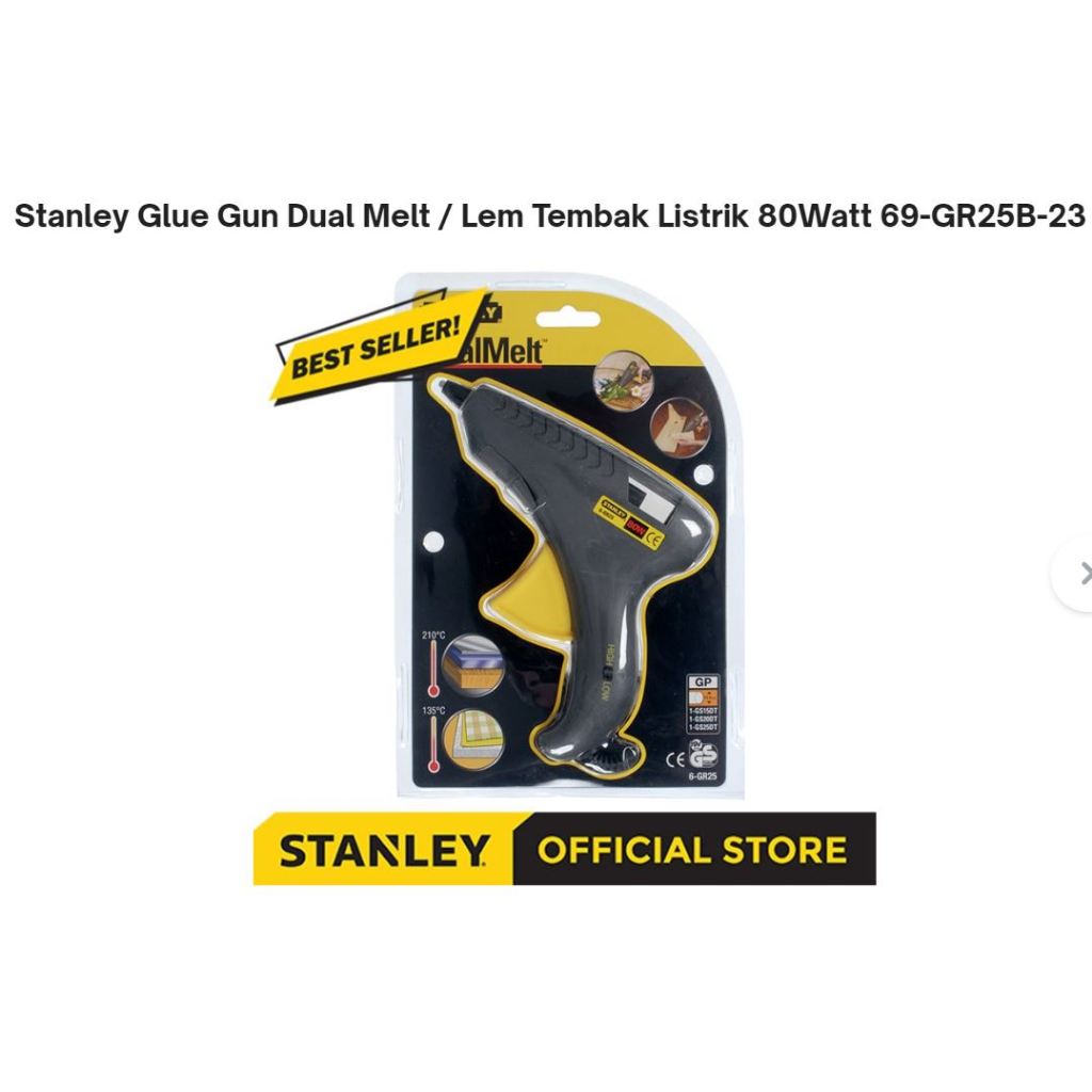 膠槍 Stanley Stanley 膠槍雙熔電動膠槍 80Watt 69-GR25B-23