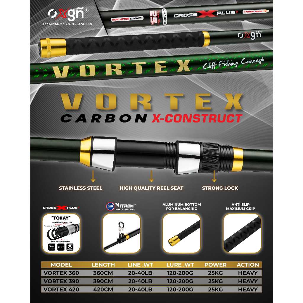 釣魚竿 SURF OXGN VORTEX 360 390 420 20-40 lb 360cm 390cm 420cm