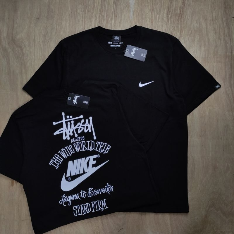 耐吉 Stussy x Nike The Wide World Trib 黑色大廓形 T 恤 Kaos