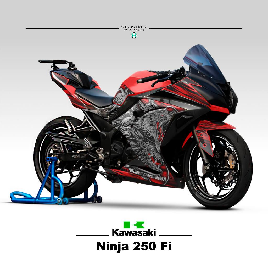 KAWASAKI 條紋 Semifull Ninja 250 Fi Motif 31 貼紙庫存貼花 Semifull 貼