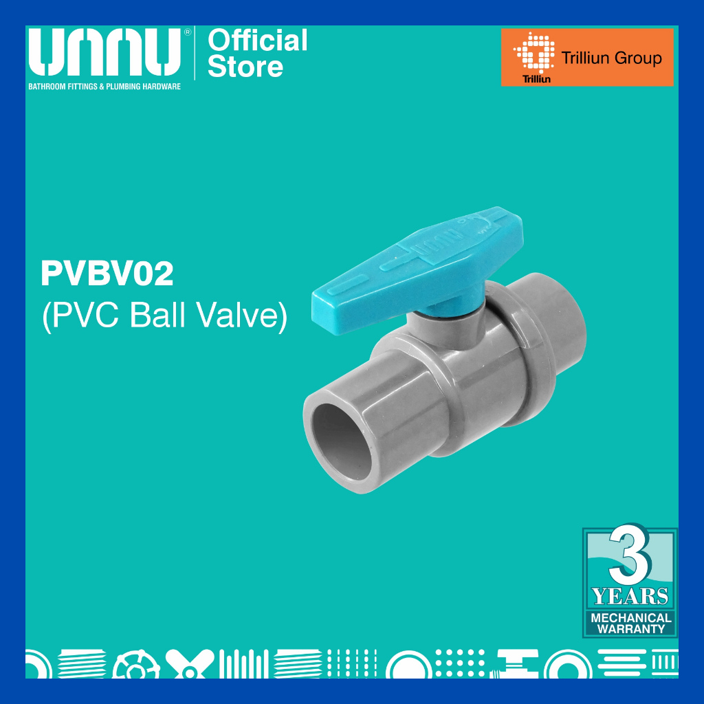 Unnu PVC 停止水龍頭球閥 PVBV02 1/2 至 2 藍色手柄