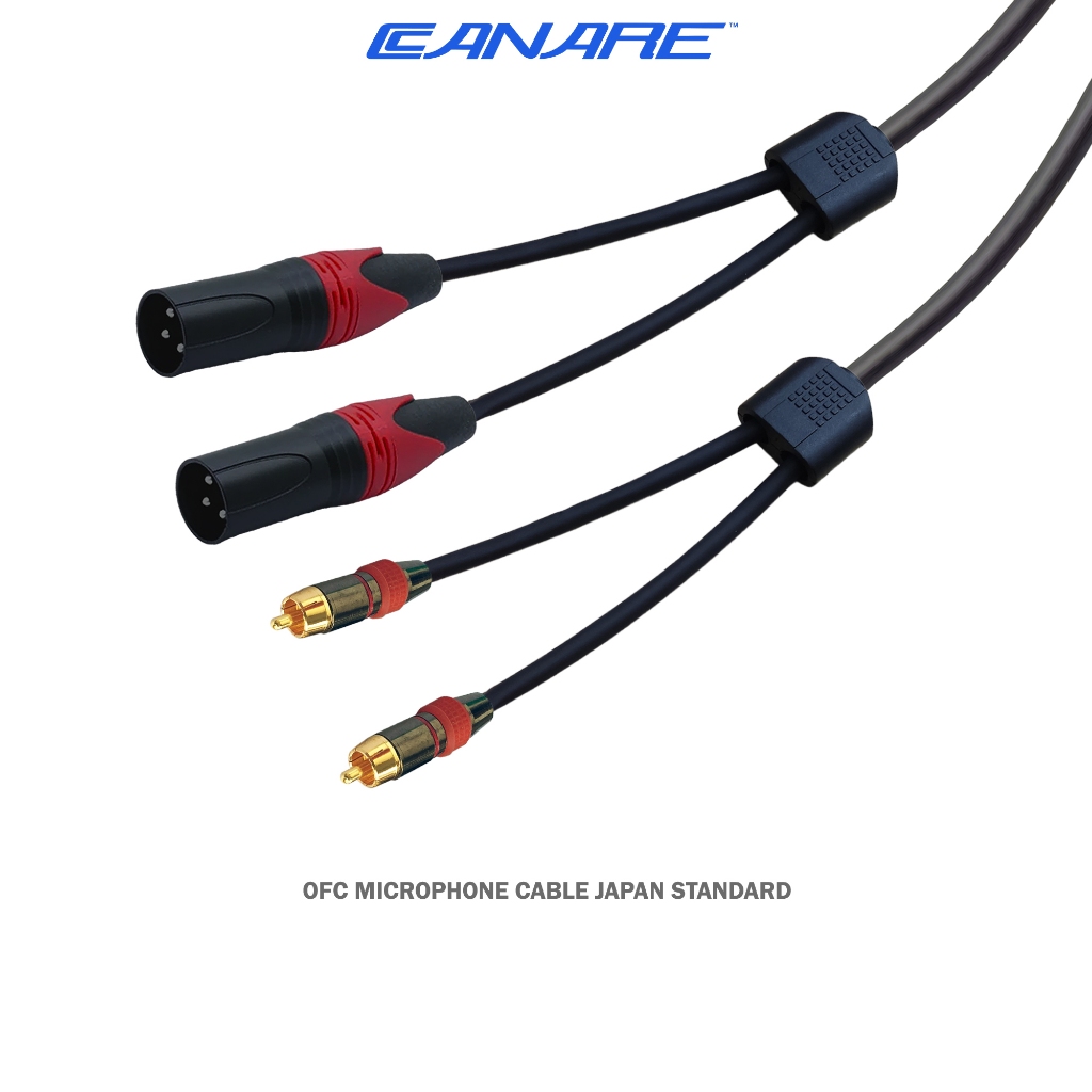 Canare 音頻電源插孔電纜 2x XLR 公頭轉 2x RCA 鍍金日本標準