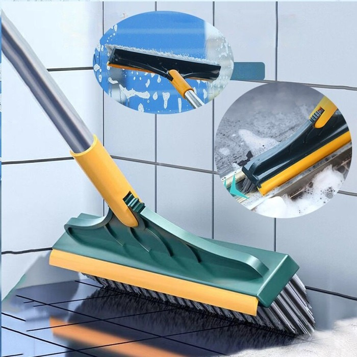 浴室刷 2 合 1 掃帚和刮水器魔術掃帚刮水器地板清潔工具 WC 馬桶牆浴室地板刷
