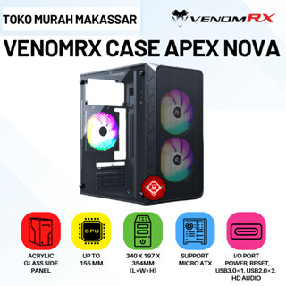 VenomRX 外殼 PC Apex Nova M-ATX 帶 2x120mm 固定 RGB 風扇外殼 55-VEN