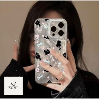 REDMI XIAOMI RCI15 黑貓派對美學銀羽毛保護套適用於小米紅米 Note 14 4G 5G 14C A1