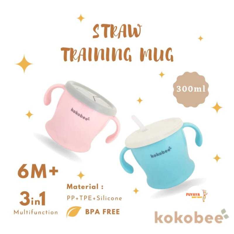 利其爾 Kokobee 吸管訓練杯 3 合 1 多功能嬰兒飲水杯兒童飲水瓶零食杯嬰兒零食架 Richell Straw