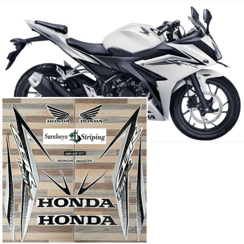 Hitam PUTIH 條紋貼紙 Honda CBR 150 R 白色 Lis 黑色 2016 2017