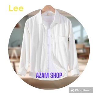 Katun KEMEJA Lee 純色長袖襯衫 Lee Slimfit 純色長袖領襯衫棉質材料 Lee Slimfit