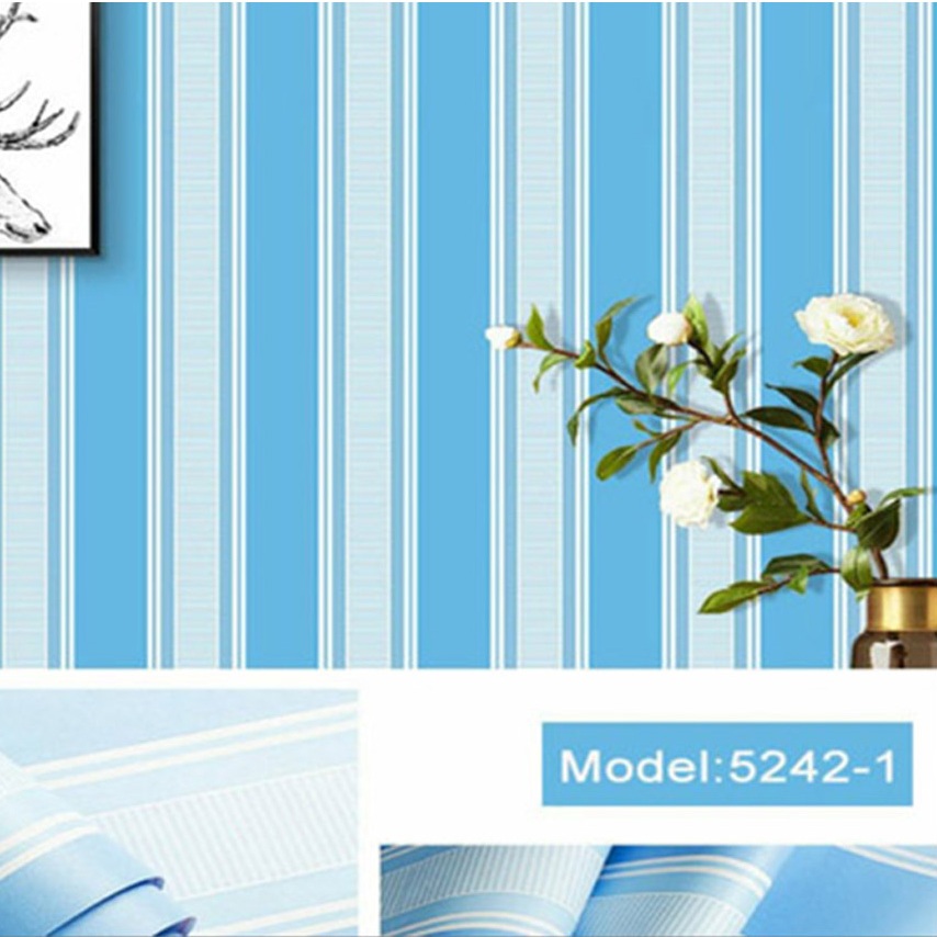 壁紙牆貼臥室牆貼客廳最佳產品藍色條紋圖案