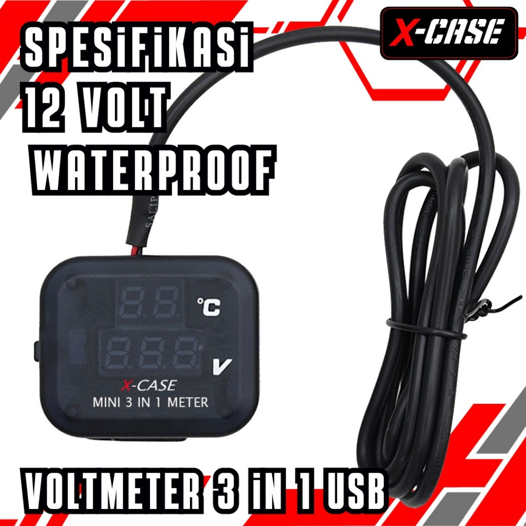 X-case 電壓表 3 合 1 USB 12 伏防水通用所有摩托車