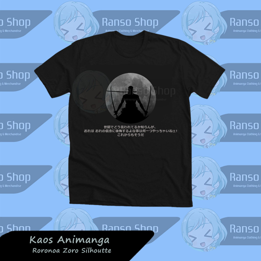 Ranso Kaos Zoro Silhoutte 一件 T 恤一件 Baju Roronoa Zoro Kaos 音樂