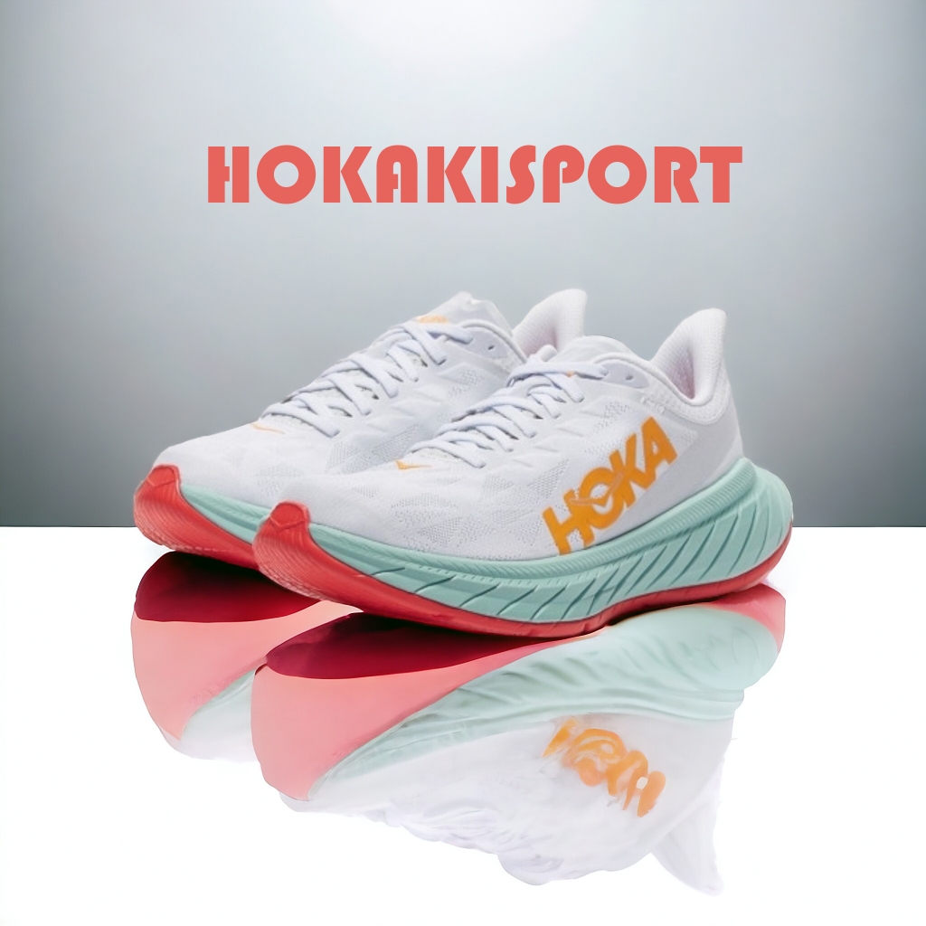 Hoka Carbon X 2 跑鞋白色熾橙色中性 37