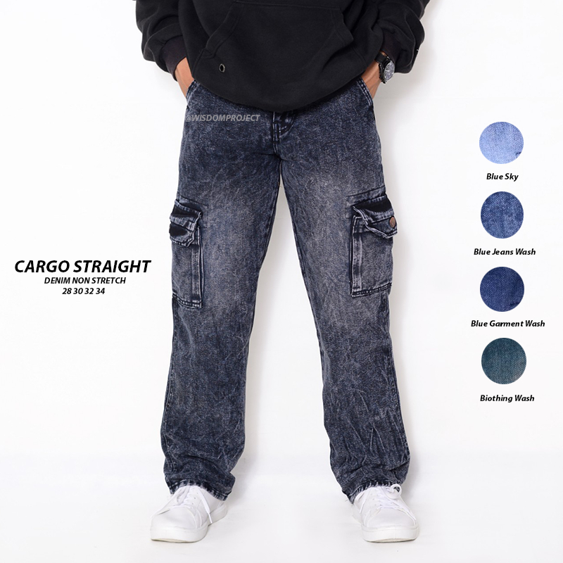 Wisdom Pants Cargo Jeans Oversize 常規無彈力雪黑色工裝牛仔常規工裝牛仔褲大碼男童 Go