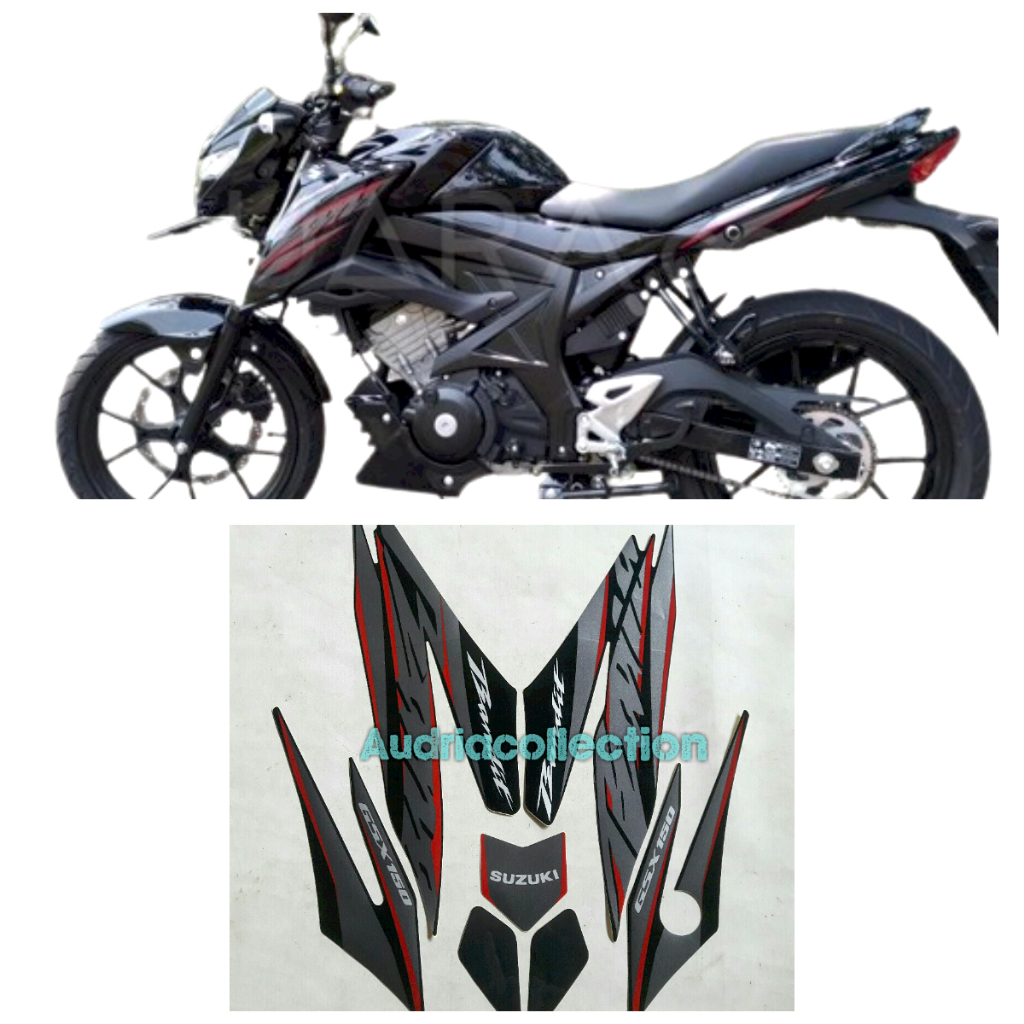 Hitam Suzuki gsx 150 bandit 2018 摩托車條紋貼紙全黑