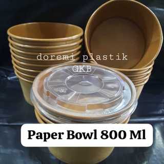 800ml紙碗牛皮紙棕色層壓紙碗蓋紙飯碗800ml
