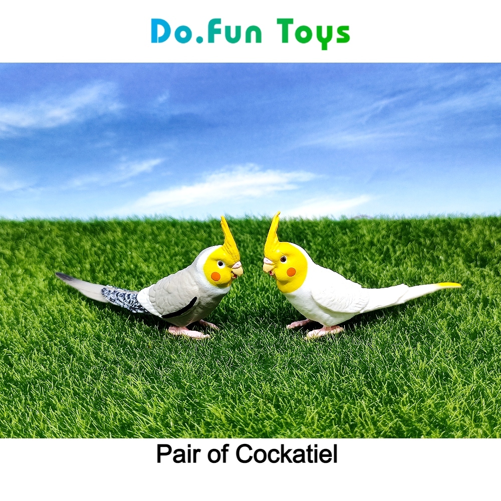 動物公仔一對玄鳳鸚鵡鳥玩具微型一對迷你鳳頭鸚鵡