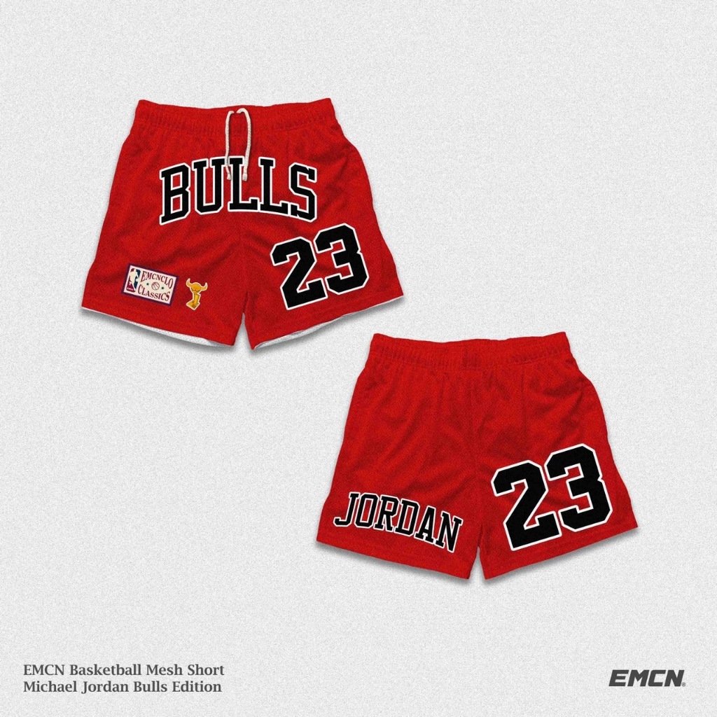 Emcn 雙層網眼短褲 Michael Jordan Bulls 紅色