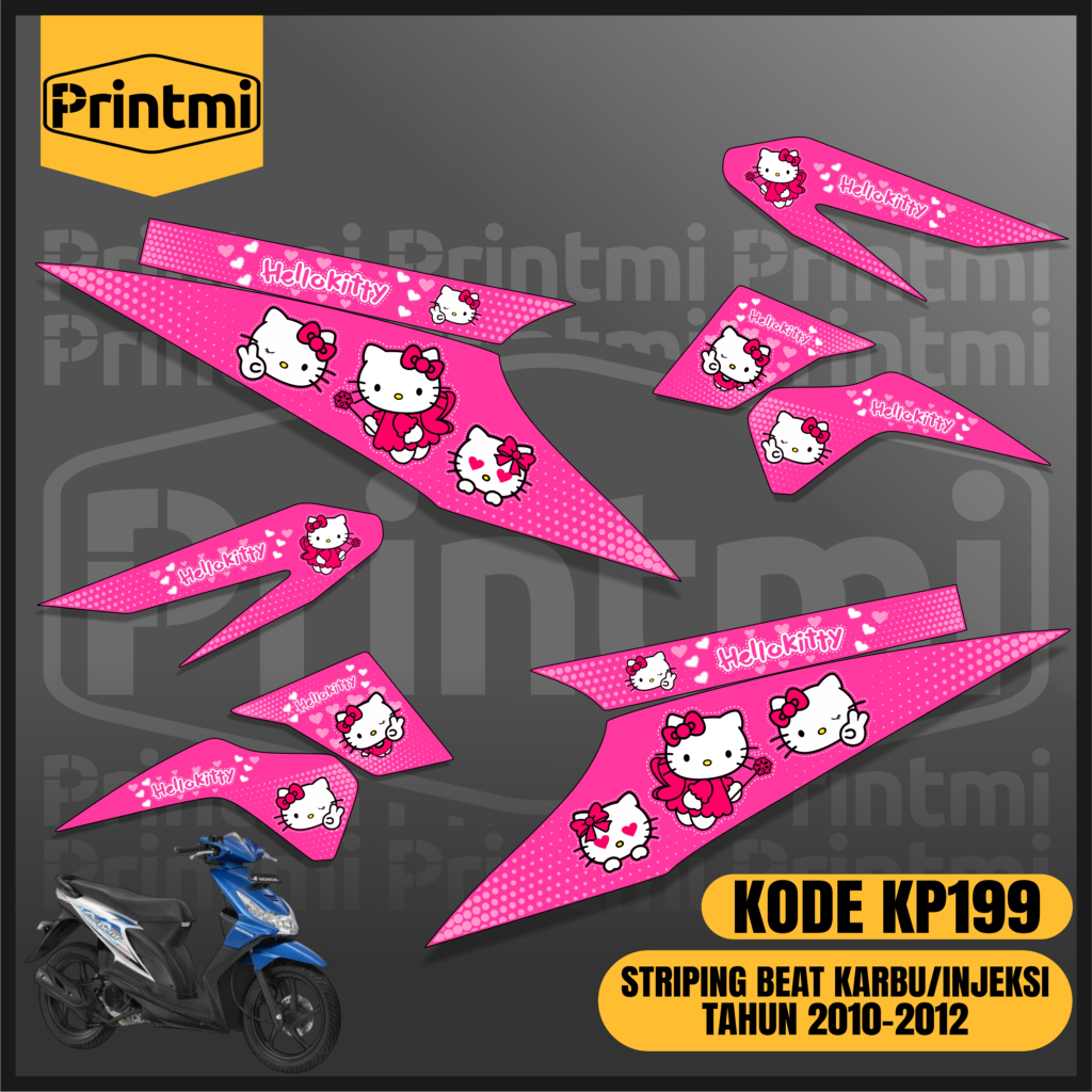 Printmi 條紋貼紙摩托車節拍化油器注塑Hello Kitty 2010 2011 2012 簡單變體清單改裝KP1