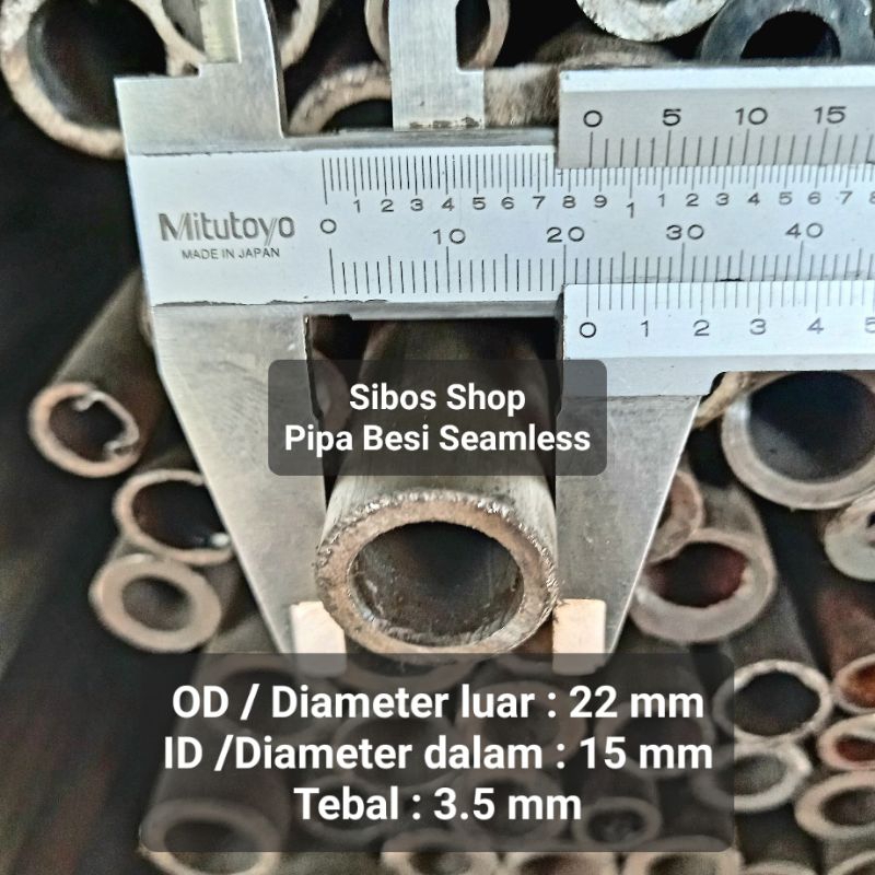 無縫鐵管外徑 22mm x 內徑 15mm 厚度 3.5mm 長度 20cm 至 60cm