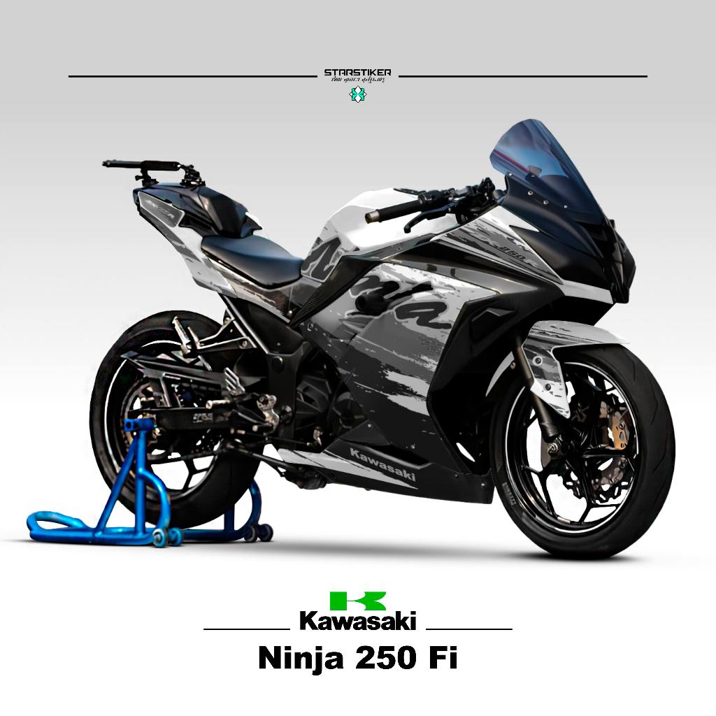 KAWASAKI 條紋 Semifull Ninja 250 Fi Motif 9 貼紙庫存貼花 Semifull 貼花