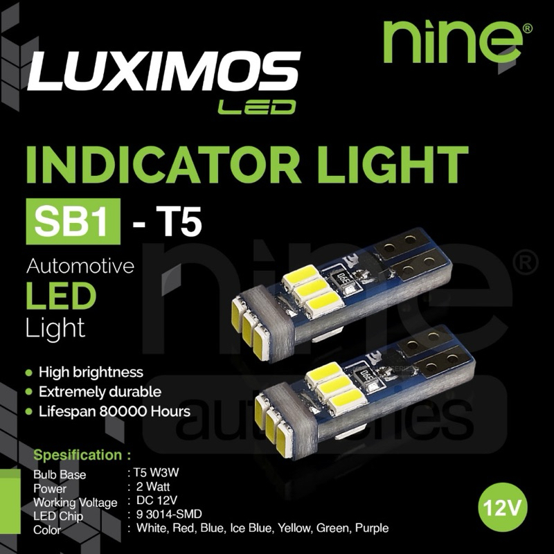 Led Light NINE LUXIMOS SB1 汽車摩托車車速表 T5 W3W 9 點 EXTREME BRIGH