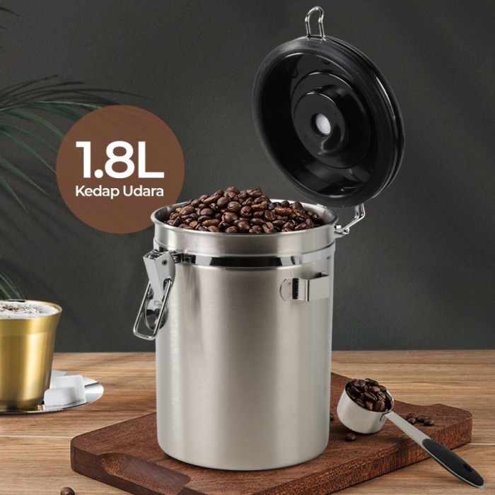 密封罐咖啡豆罐 1.8L LISM MSS19 銀色